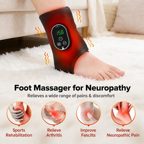 Cordless Ankle Massager for Neuropathy with 6 Heat and 3 Vibration