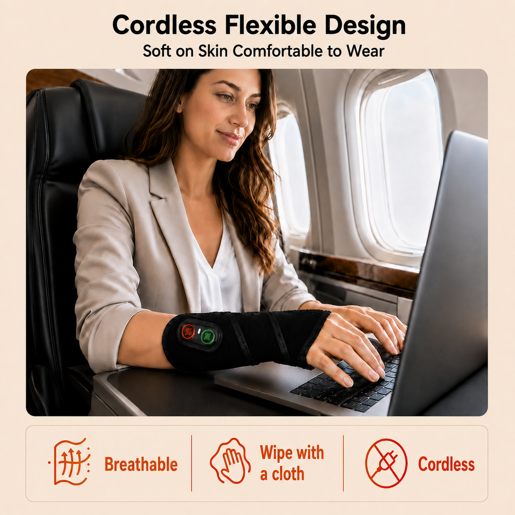 Cordless Red Light Therapy Wrist Heating Pad with Heat & Massage